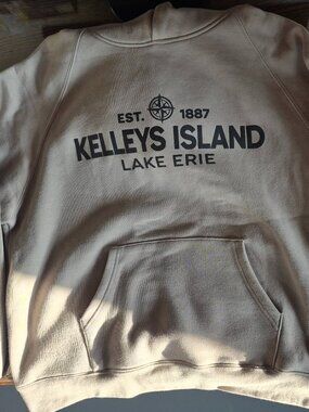 Kelleys Island  Tan Womens Pullover Hoodie size Large